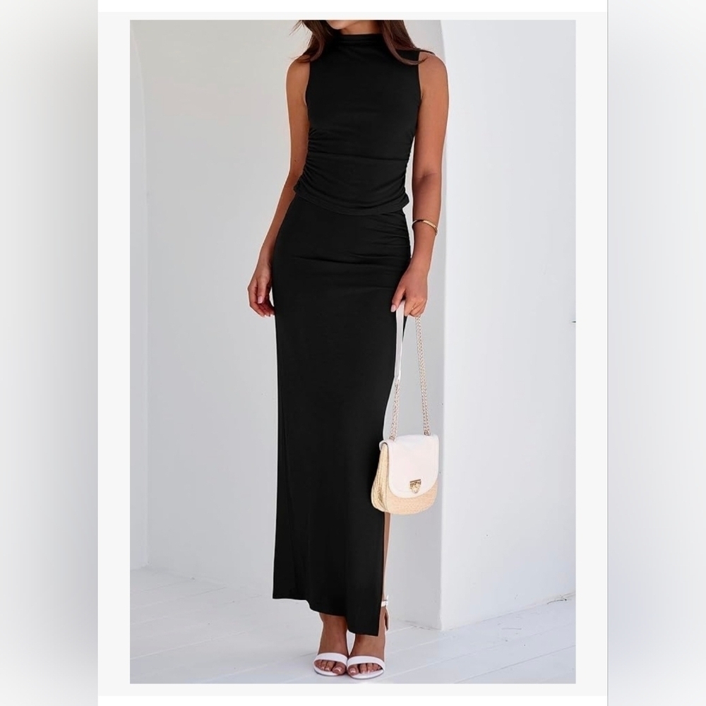 BTFBM Knit Top Split Maxi Skirt Set #1180 - Picture 13 of 14